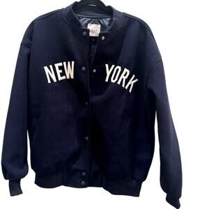 Le Lis – New York Varsity Bomber Jacket – Navy – Size XS